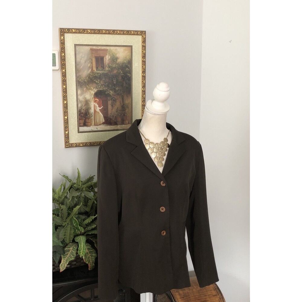 Mixit Strech 12 Single Breasted Blazer Suit Jacket Open Front Long Sleeve Brown